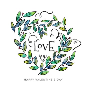 Cute Leaves With Heart Shape To Valentine's Day vector