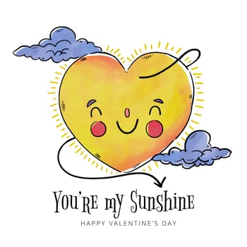 Cute Sun Character With Clouds To Valentine's Day vector