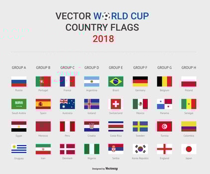 World Cup Soccer Group Stage Country Flags 2018 Vector