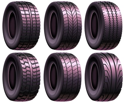Vector Realistic Pneumatic Tire Set