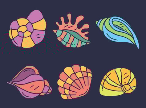Hand Drawn Scallops Collection Vector