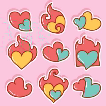 Hand Drawn Flaming Heart Vector