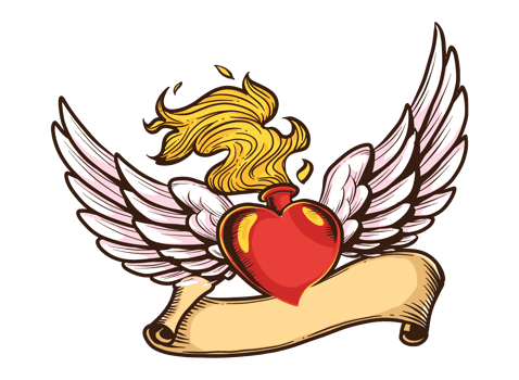 Flaming Heart Vector Illustration