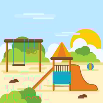 Playhouse In The Middle Of Playground Illustrator vector