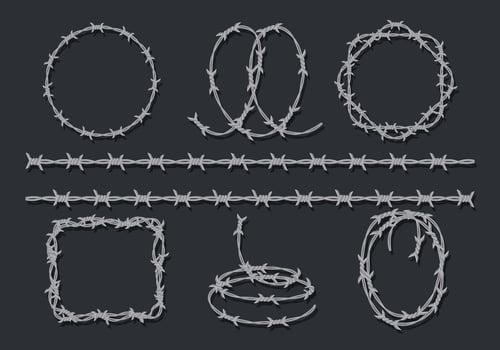 Razor Wire Icons Set vector