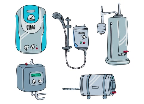 Water Heater Pump Hand Drawn Vector Illustration