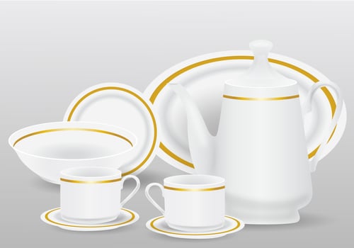 Realistic White Ceramic Kitchenware  vector
