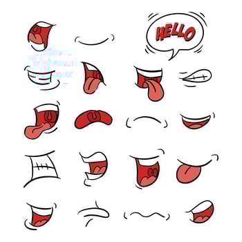 Boca Cartoon Set Vector