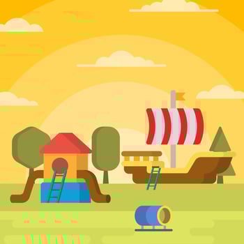 Flat Children Playhouse Vector Illustration