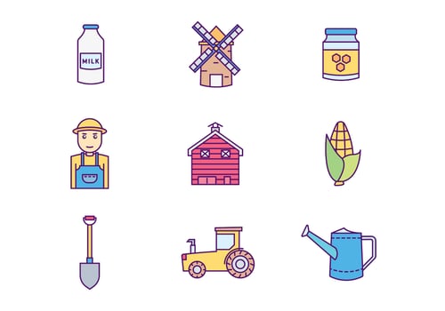 Farmer and Agriculture Icons vector