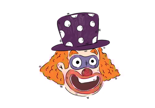 Funny Smiling Clown With Purple Hat vector