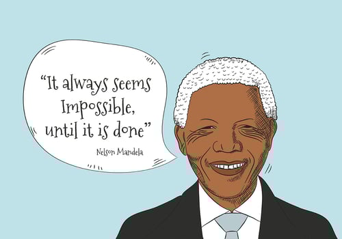 Nelson Mandela Character With Speech Bubble And Quote vector