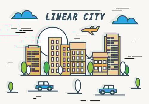 EARMARKED White Moon Linear Cityscape Vector Background