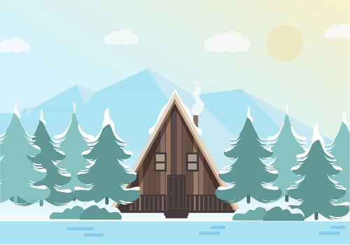 Beautiful Vector Winter Landscape Illustration