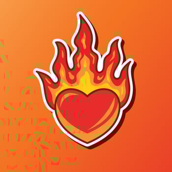 Flaming Heart Sticker vector