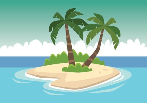 Coconut Tree In Small Island vector