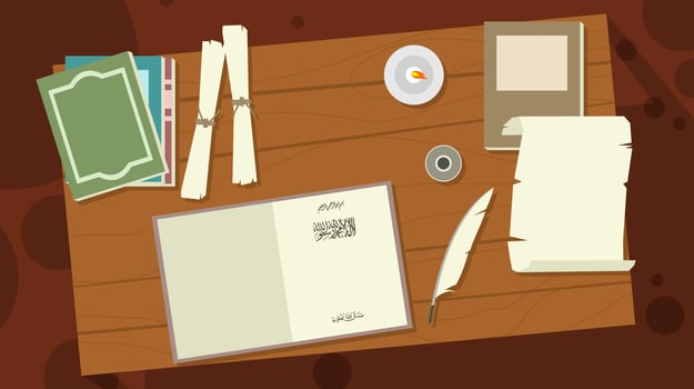 Scribe Desk Workspace Vector