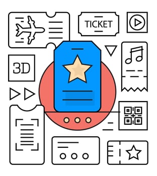 Linear Ticket Icons vector