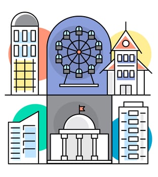 Linear City Buildings vector