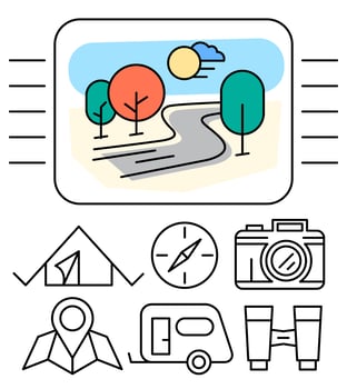 Linear Camping Icons vector