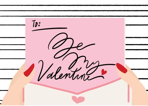 Valentine Card Hand Drawn Vector