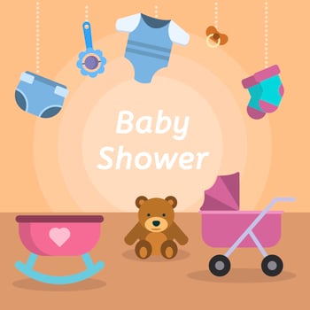Flat Baby Shower Vector Illustration