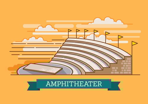 Amphitheater Ruin an Ancient Architecture History City Vector Illustration in 3D looks