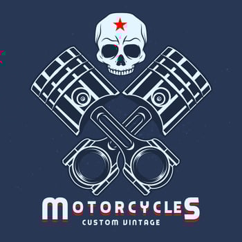 Vintage Piston With Skull Bikes Emblem Labels vector