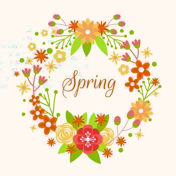 Spring Wreath With Flower Vector