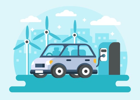 Future Electric Car Charging Vector