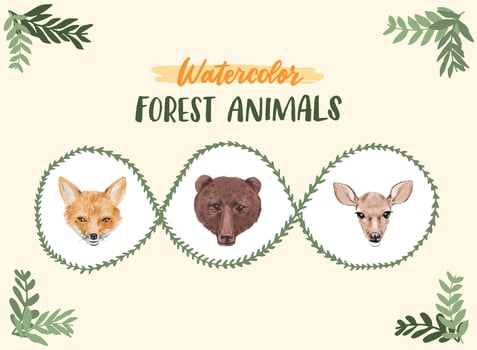 Watercolor Forest Animals vector