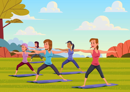 Outdoor Yoga Class vector