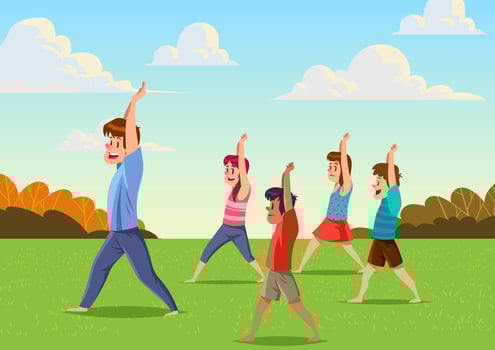 Outdoor Kid Yoga Class vector