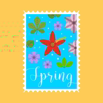 Flat Springtime Stamp Vector