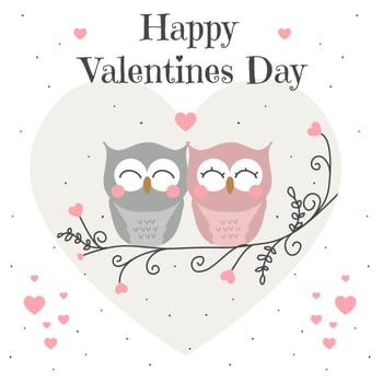 Owls Valentine Card Vector