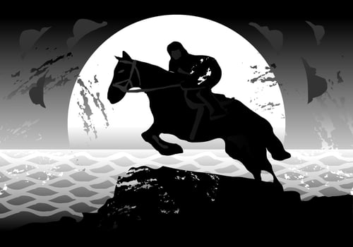 Horse and Rider Siluetas Vector Illustration