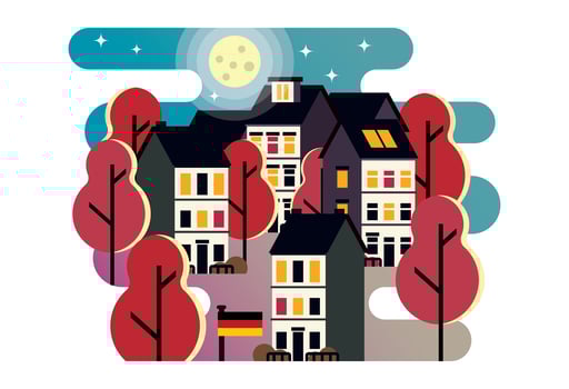 Night View Illustration of Springtime Bonn Germany vector