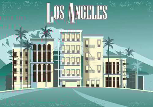 The Venice Beach in LA. Beautiful beach in California of Vintage Los Angeles vector