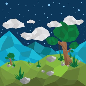 Low Poly Forest View Vector