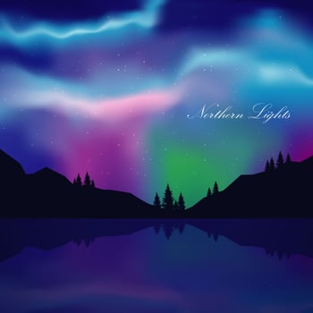 Northern Lights Landscape Illustration vector