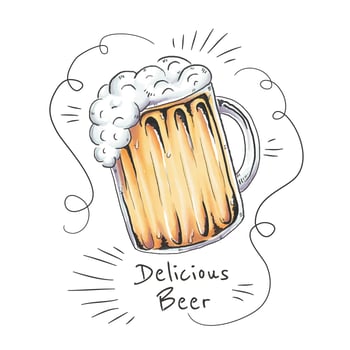 Tasty Beer Cup with Ornaments vector