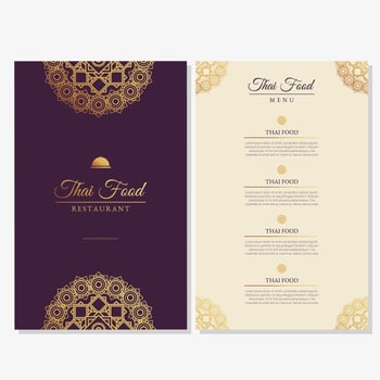 Thai food restaurant menu template vector