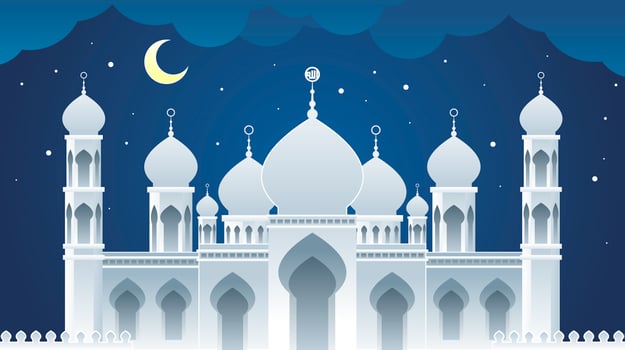 Mosque Paper Art Landscape Vector