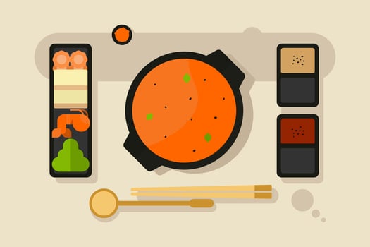 Hotpot and Ingredients Vectors