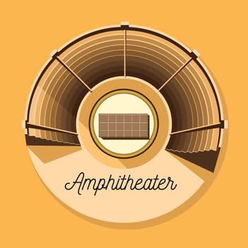 Amphitheater Ruin Ancient Architecture History City Vector Illustration Top View