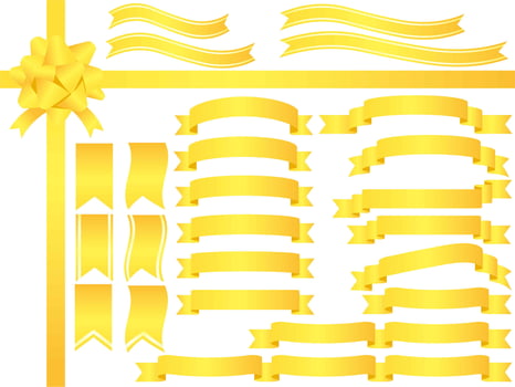 A set of assorted yellow ribbons. vector