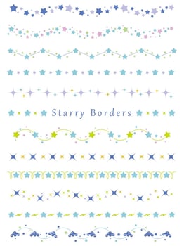 A set of assorted borders with various star patterns. vector