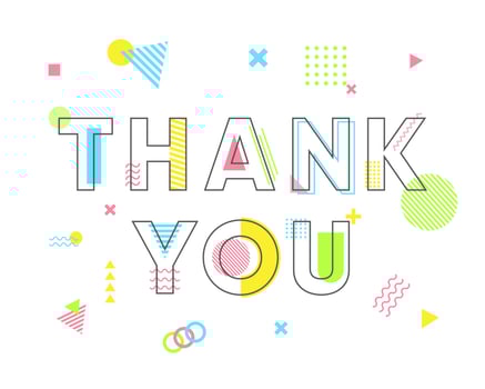 Memphis Thank You Typography vector