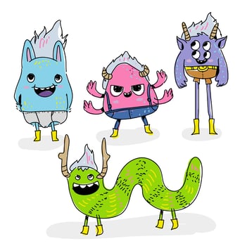 Funny Trolls Monster Character Doodle vector Illustration