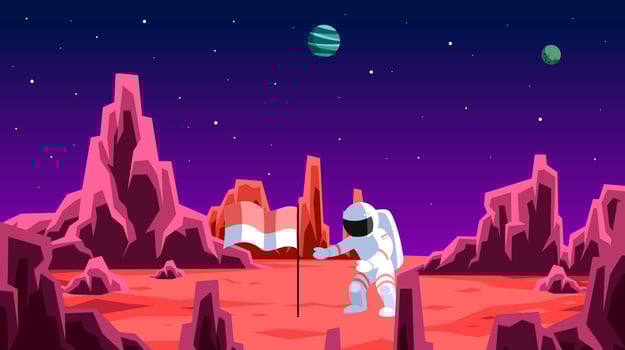 Indonesian Astronaut Explore To Mars Vector